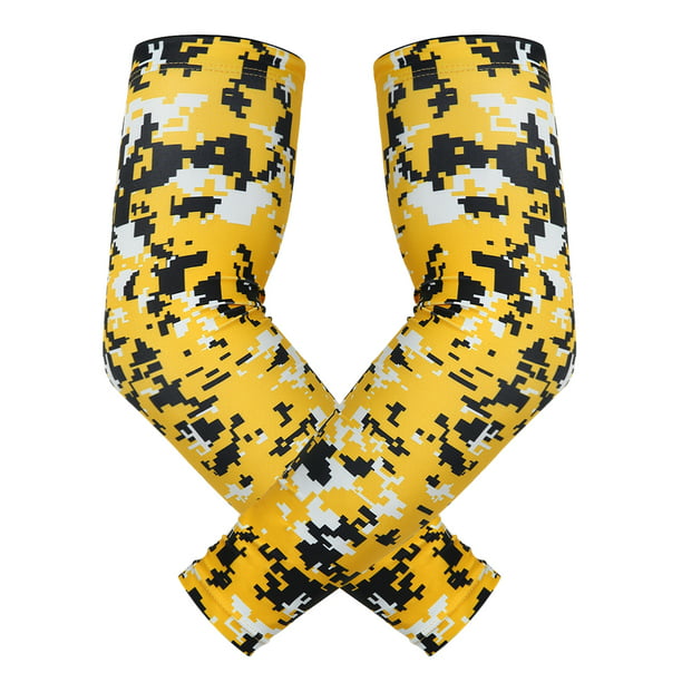 SLAM-SBLC-Y-1 Sleefs Compression Arm Sleeves Running Provides Sun Protection and is Great for Basketball Football and Other Sports Single Y, Softball Lace - Yellow Baseball 
